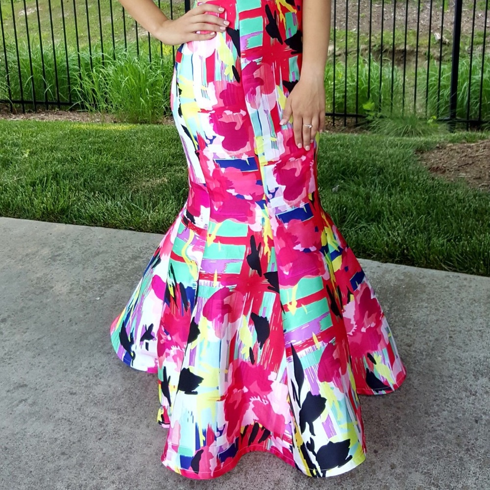 Colorful two-piece prom dress